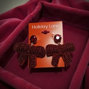 NWT Holiday Lane Red Bow Earrings